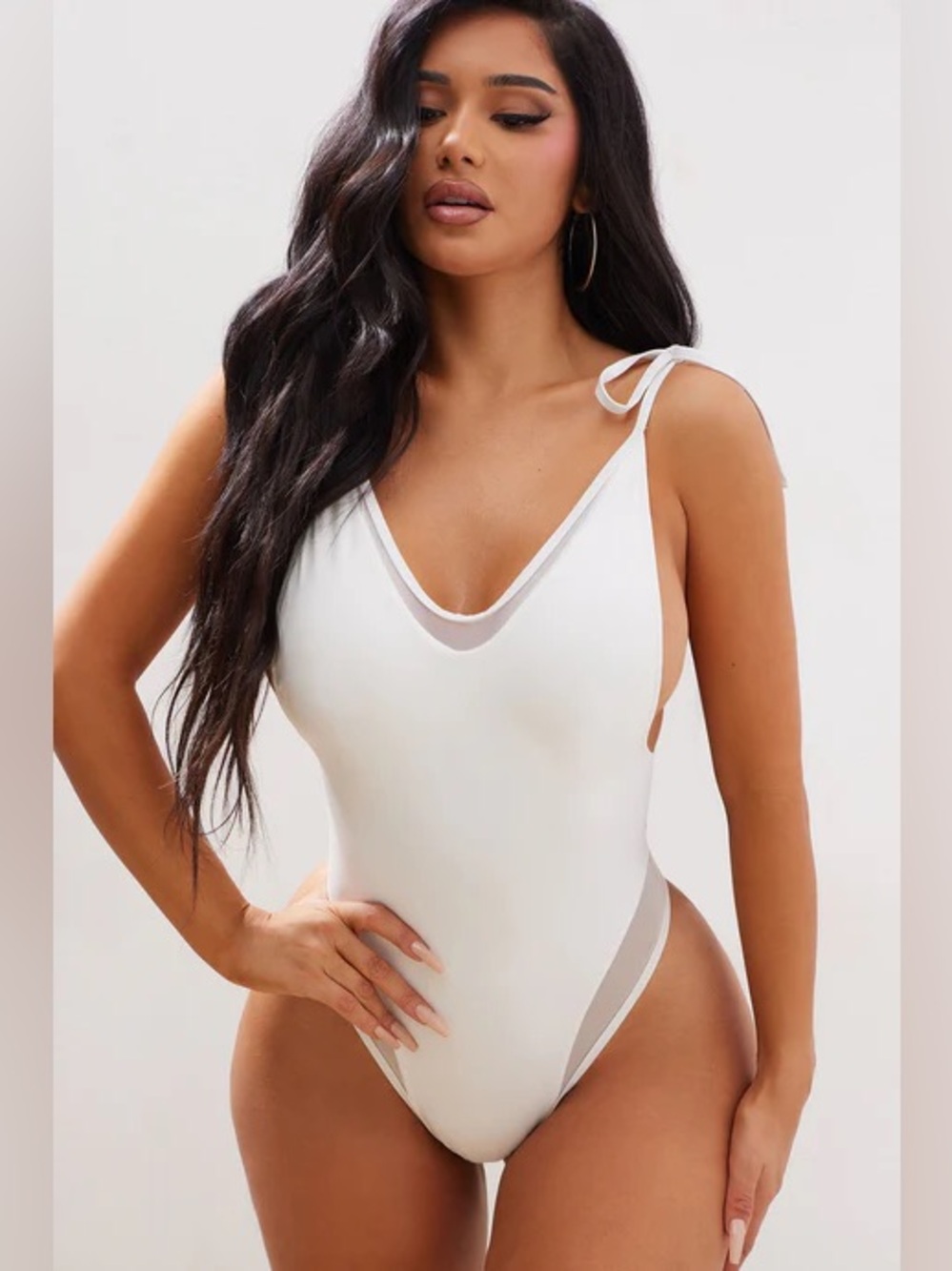 🥥Women's White Tie-Shoulder One-Piece Swimsuit